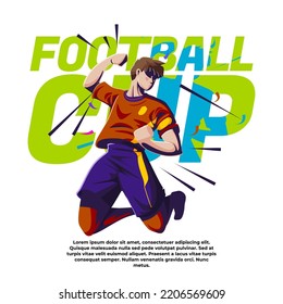 illustration of international soccer competition a player celebrating victory