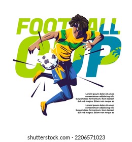 illustration of international soccer competition a player controlling the ball