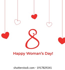 Illustration of International women's day, eighth of march. Happy women's day