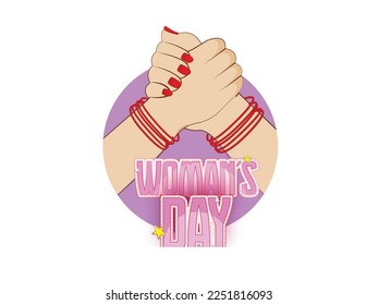 Illustration for International Women's Day, with typography in 8 March.