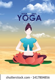  illustration of International Yoga Day brochure and poster design. June 21st celebrates world yoga day 