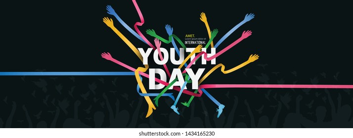 illustration of International Youth day,12 August, Hand Drawn