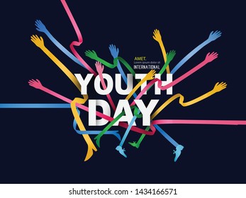 illustration of International Youth day,12 August, Hand Drawn