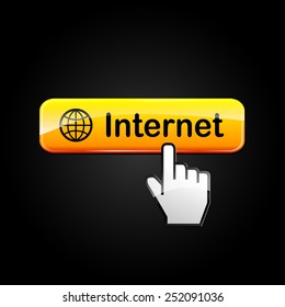 illustration of internet orange web button concept