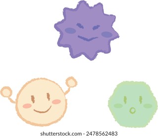 Ilustración de bacterias intestinales (bacterias buenas, bacterias malas, bacterias oportunistas)