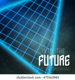 Illustration of Into The Future Neon Retro Disco Poster Template 80s Background