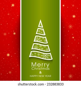 Illustration of intricate Christmas tree greeting card.