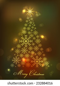Illustration of intricate Christmas tree greeting card.