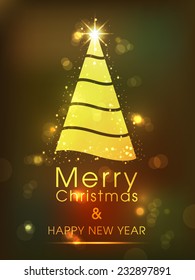 Illustration of intricate Christmas tree greeting card.