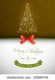 Illustration of intricate Christmas tree greeting card.