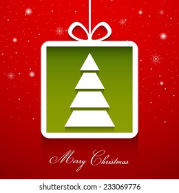 Illustration of intricate Christmas tree greeting card.