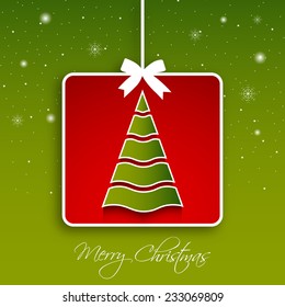 Illustration of intricate Christmas tree greeting card.