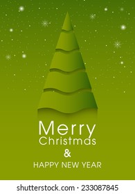 Illustration of intricate Christmas tree greeting card.