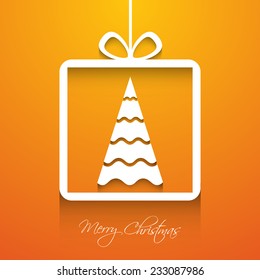 Illustration of intricate Christmas tree greeting card.