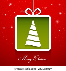 Illustration of intricate Christmas tree greeting card.