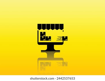 Illustration of inventory in an online shop, silhouette of a dropship icon, goods ready to be sent, perfect for use in online shop applications, marketplaces, businesses, suppliers, and etc