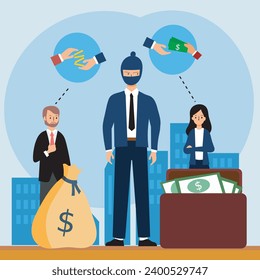 illustration of investigating corruption, corruption suspects are being investigated and monitored by the authorities