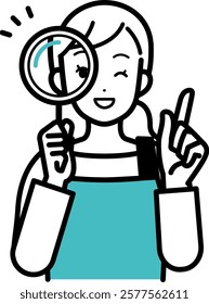 Illustration of an investigative image of a housewife holding a magnifying glass.