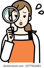 Illustration of an investigative image of a housewife holding a magnifying glass.