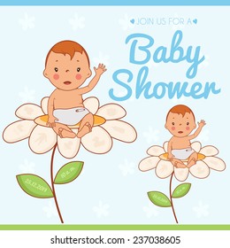 Illustration invitation card on baby shower. Vector