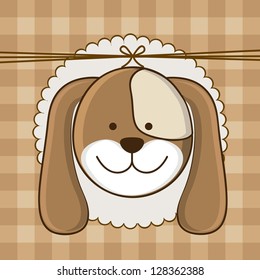Illustration of  invitation with a cute dog. vector illustration