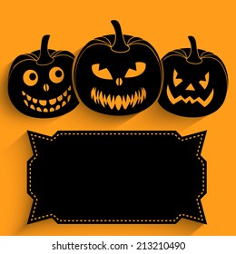 illustration of invitation of Halloween with pumpkins.