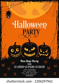 illustration of invitation,poster or banner of Halloween party.