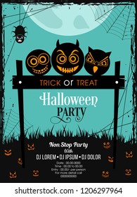 illustration of invitation,poster or banner of Halloween party.