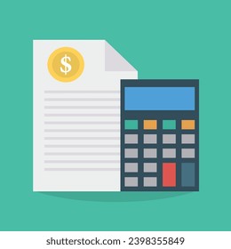 Illustration of an invoice with a calculator