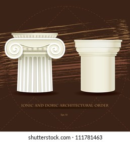 Illustration Ionic and Doric architectural order