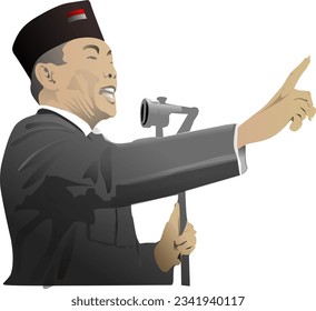 Illustration of Ir. Soekarno's speech on Indonesian independence day 17 August 1945