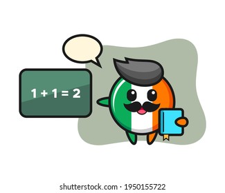 Illustration of ireland flag badge character as a teacher, cute style design for t shirt, sticker, logo element