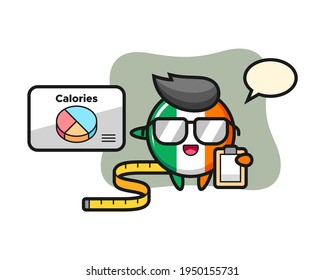 Illustration of ireland flag badge mascot as a dietitian, cute style design for t shirt, sticker, logo element
