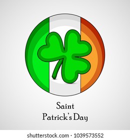 Illustration of Ireland Flag with Clover leaf for St. Patrick's Day