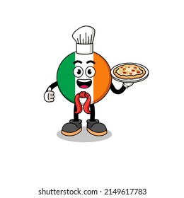 Illustration of ireland flag as an italian chef , character design