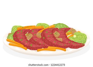 Illustration of Irish Corned Beef, Cabbage and Carrots Dish for St Patrick Day
