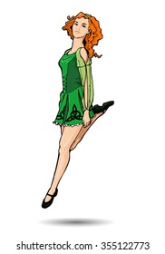 illustration with irish dancer; hand drawn girl