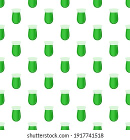 Illustration Irish holiday St Patrick day, seamless color beer in mug. Pattern St Patrick day consisting of many identical beer mug on white background. Beer at mug main accessory for St Patrick day.