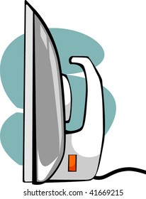 Illustration of Iron box with plug and wire  with colour background	
