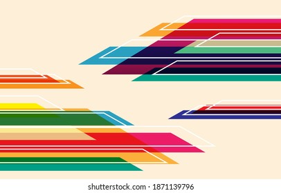 illustration Irregular quadrilateral pattern Colorful on a light orange background wallpaper style