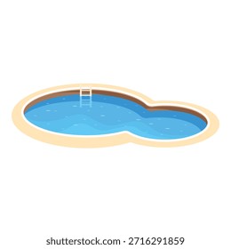 Ilustración de una piscina de forma irregular con agua azul, perfecta para el verano y la relajación