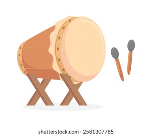 Illustration of Islamic drum. Eid al-Fitr musical instrument. Festival music