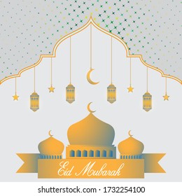 Illustration Islamic Eid Mubarak Simple Background