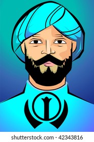 Illustration of Islamic man with the colourful background	
