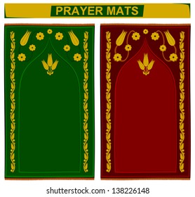Illustration of islamic prayer mats in 2 different colors