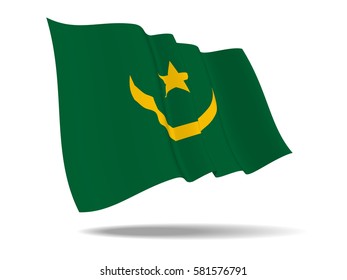 illustration Islamic Republic of Mauritania flag waving Isolated on White Background,vector
