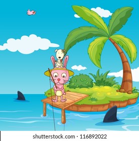 illustration of an island in a beautiful nature
