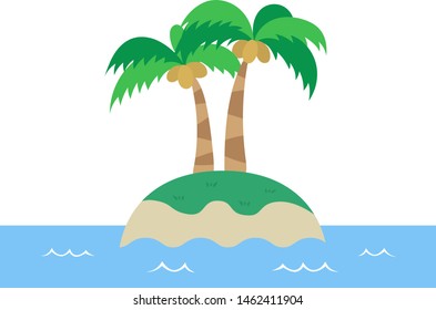 
Illustration of island and palm trees