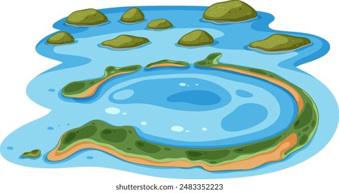 Illustration of an island with surrounding water