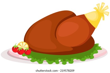 illustration of isolate the dish of grill chicken on white